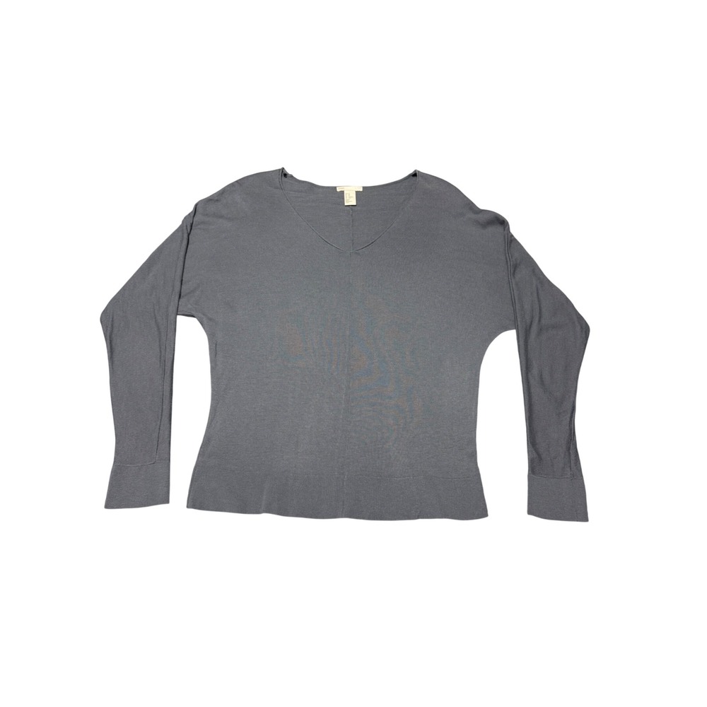 HM Basic Womens XS Gray V-Neck Dolman Long Sleeve Lightweight Knit Sweater